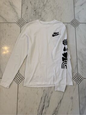Nike White Tee with Black Logo Print
